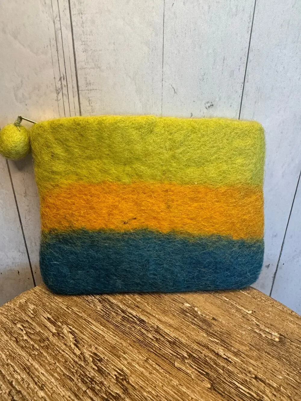 Felted Wool Coin Purse Wallet Cute Green Yellow Blue NEW! Wallets Boho